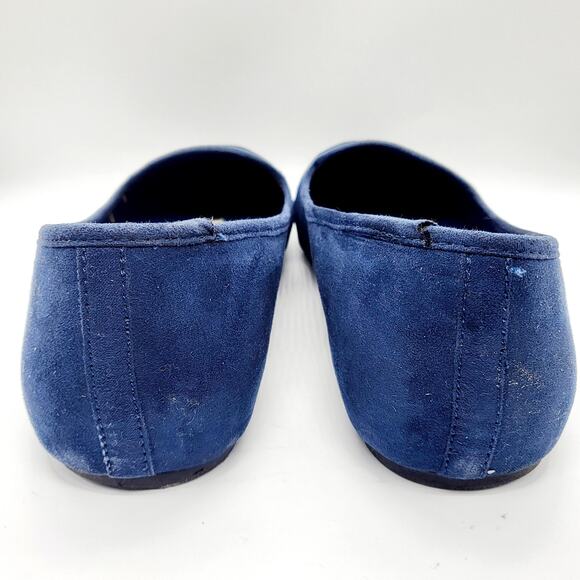 Madden Girl Bee Happy Navy Blue Glod Embroidered Round Toe Flats Women’s Sz 8.5 - Picture 6 of 9